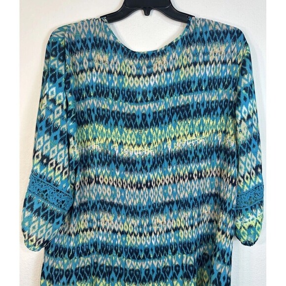 Catherines Teal Abstract Print Blouse Lightweight Pullover Plus Size 3X (26/28) - Picture 7 of 11